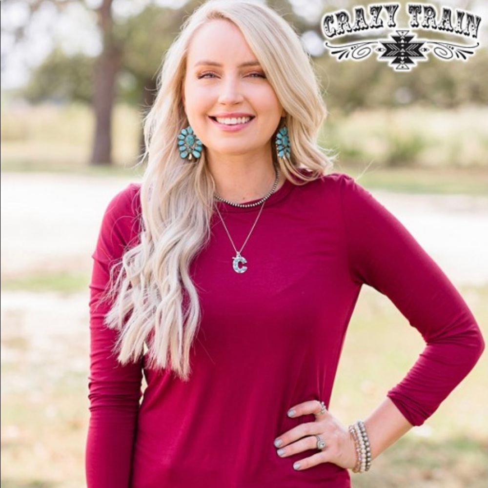 Crazy Train Pinedale Basic Top - Maroon - image 1